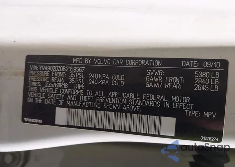 2011 Volvo Xc60 from USA, damaged, VIN YV4902DZ0B2159567